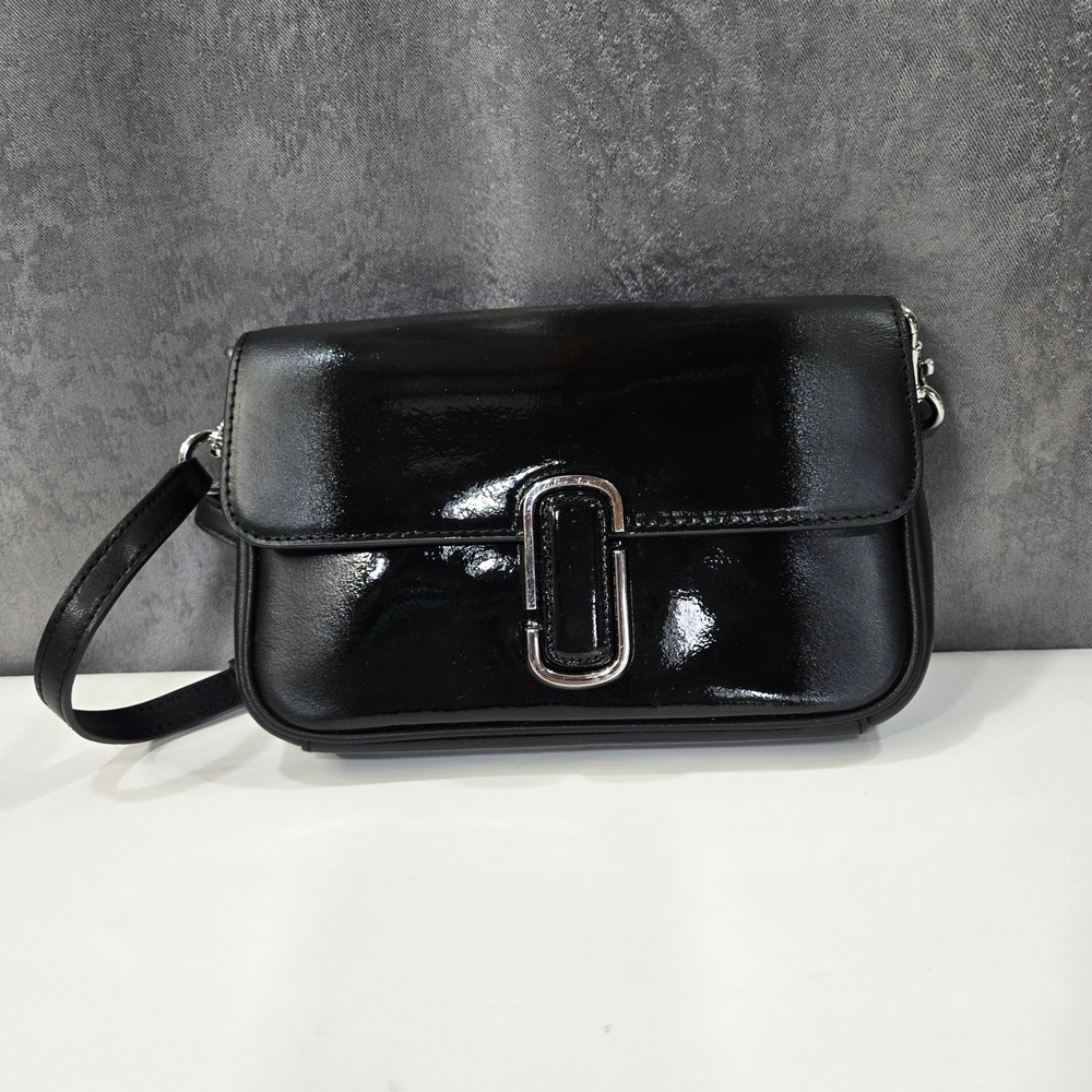 Marc Jacobs J Marc Bag Black Patent & Smooth Leather Crossbody Shoulder Handbag